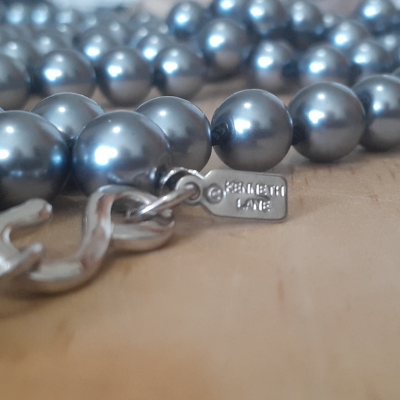 Kenneth J Lane Necklace Metallic Steel Dark Grey Pearl Beaded - Picture 6 of 6